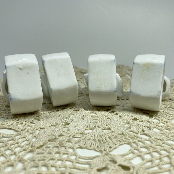 Vintage White Seashell Napkin Rings Set of 4 White Nautical Ocean Conch Shells - Picture 3 of 11